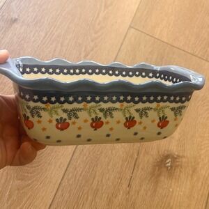 Wiza Polish Pottery Loaf Pan Boleslawiec Handmade Stoneware Apple Star Pattern
